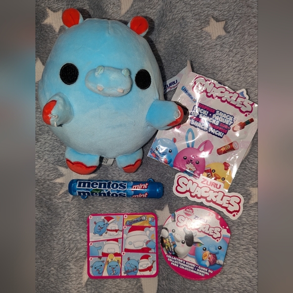 Zuru Snackles Series 1 Hugh Hippo Mentos Plush With Sticker And Tags - Picture 1 of 8